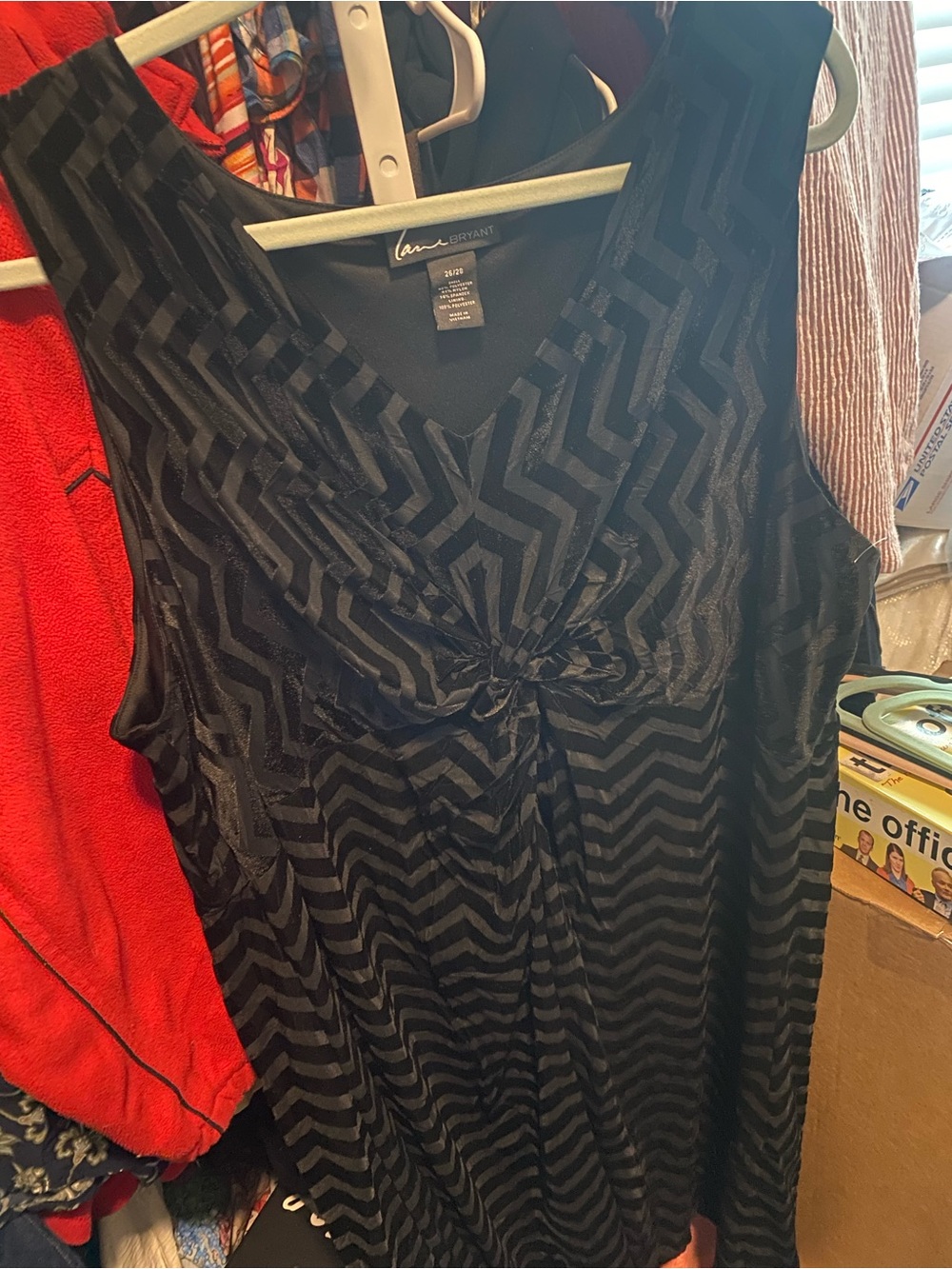 Lane Bryant Black V-Neck Twist-Front Midi Dress